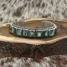 Load image into Gallery viewer, FEDERICO JIMENEZ Sterling Silver Abalone 15-Stone Cuff Bracelet Stamps 0.5" Wide
