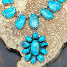 Load image into Gallery viewer, FEDERICO JIMENEZ Sterling Silver &amp; Natural Turquoise 13-Stone Necklace Cluster
