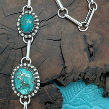 Load image into Gallery viewer, BUFFALO DANCER Taos Pueblo Sterling Silver &amp; Turquoise Heart Station Necklace
