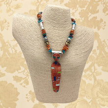 Load image into Gallery viewer, 1990s SOUTHWEST STYLE Sterling &amp; Multi-Stone Corn Maiden Inlay Pendant Necklace
