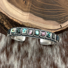 Load image into Gallery viewer, FEDERICO JIMENEZ Sterling Silver Abalone 20-Stone Cuff Bracelet Stamps 0.5" Wide
