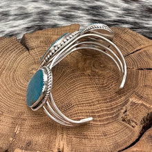 Load image into Gallery viewer, 1990s McCABE Native American Navajo Sterling 3-Stone Statement Cuff Bracelet
