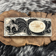 Load image into Gallery viewer, SOUTHWEST STYLE Nickel Silver Statement Belt Buckle Man On Horse &amp; Scorpion TT
