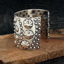 Load image into Gallery viewer, CODY WILLIE Navajo Sterling Silver Fanciful Repousse Stamped Wide Cuff Bracelet
