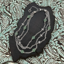 Load image into Gallery viewer, JUDITH RIPKA Sterling Silver &amp; Green Jade 3-Strand Station Necklace CZ Flowers
