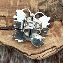 Load image into Gallery viewer, Vintage FEDERICO JIMENEZ Sterling Silver Turquoise Spiny Jet MOP Butterfly Ring
