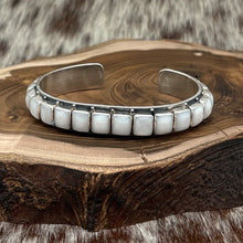 Load image into Gallery viewer, FEDERICO JIMENEZ Sterling Silver &amp; Mother Of Pearl 21-Stone Cuff Bracelet Stamps
