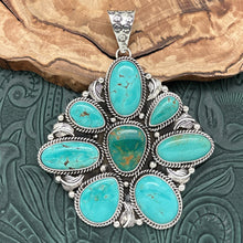 Load image into Gallery viewer, HESPERA x JESUS VEGA Sterling Silver &amp; Turquoise Extra Large Cluster Pendant

