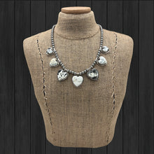 Load image into Gallery viewer, BUFFALO DANCER Taos Pueblo Sterling Silver &amp; White Buffalo Beaded Heart Necklace
