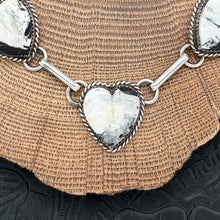 Load image into Gallery viewer, BUFFALO DANCER Taos Pueblo Sterling Silver White Buffalo Heart Station Necklace
