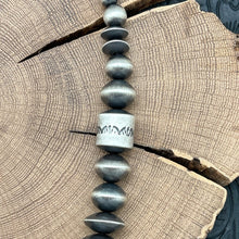 Load image into Gallery viewer, ROSE MARTIN Navajo Sterling Silver Handmade Beaded Necklace Stamped Barrels 18"
