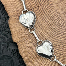 Load image into Gallery viewer, BUFFALO DANCER Taos Pueblo Sterling Silver White Buffalo Heart Station Necklace

