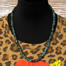 Load image into Gallery viewer, NATIVE AMERICAN Sterling Silver &amp; Hubei Turquoise Beaded Heishi Necklace 23.5&quot;
