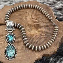 Load image into Gallery viewer, WILSON PADILLA Navajo Sterling Silver &amp; Turquoise Pendant Necklace Saucer Beads
