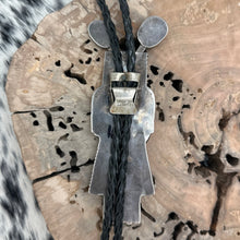 Load image into Gallery viewer, 1950s Native American NAVAJO Sterling Silver Turquoise &amp; Coral Kachina Bolo Tie
