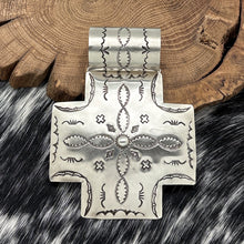 Load image into Gallery viewer, 1990s Native American NAVAJO Sterling Silver Large Four-Way Cross Pendant
