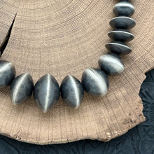 Load image into Gallery viewer, ROSE MARTIN Navajo Sterling Silver Handmade Beaded Necklace Stamped Barrels 18"
