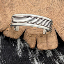 Load image into Gallery viewer, 1990s TAHE Navajo Sterling Silver Child Size 7-Row Cuff Bracelet Twist Wire

