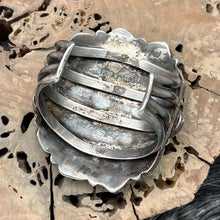 Load image into Gallery viewer, 1960s Native American NAVAJO Sterling &amp; Morenci Turquoise Cluster Cuff Bracelet
