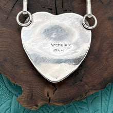 Load image into Gallery viewer, BUFFALO DANCER Taos Pueblo Sterling Silver &amp; Turquoise Heart Station Necklace
