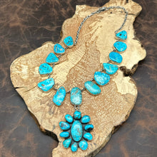 Load image into Gallery viewer, FEDERICO JIMENEZ Sterling Silver &amp; Natural Turquoise 13-Stone Necklace Cluster
