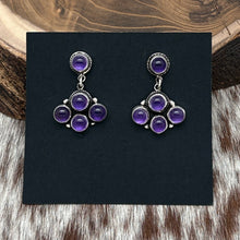 Load image into Gallery viewer, FEDERICO JIMENEZ Sterling Silver Amethyst Cluster East-West Dangle Post Earrings
