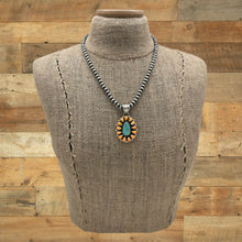 Load image into Gallery viewer, DELBERT DOSS Navajo Sterling Carico Lake Turquoise Orange Spiny Cluster Pendant
