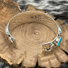 Load image into Gallery viewer, Zuni Calavaza Family RUNNING BEAR SHOP Sterling &amp; Turquoise Snake Cuff Bracelet
