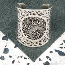 Load image into Gallery viewer, LOIS HILL Sterling Silver Statement Cuff Bracelet LH Circular Granulated Design
