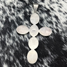 Load image into Gallery viewer, 1990s Native American NAVAJO Sterling Silver Variscite Large Cross Pendant 6.5&quot;
