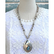 Load image into Gallery viewer, Vintage NATIVE AMERICAN Navajo Sterling &amp; Turquoise Modernist Pendant Necklace
