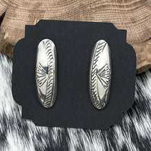 Load image into Gallery viewer, CHESTER NEZ Native American Navajo Domed Oval Post Earrings Decorative Etchings
