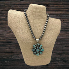 Load image into Gallery viewer, BOBBY JOHNSON Navajo Sterling &amp; Light Lone Mountain Turquoise Cluster Pendant
