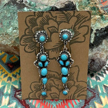 Load image into Gallery viewer, LEO FEENEY Sterling Silver Sleeping Beauty Turquoise Fancy Dangle Post Earrings
