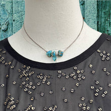 Load image into Gallery viewer, Vintage NATIVE AMERICAN Liquid Silver &amp; 3 Turquoise Nugget Choker Necklace 15.5&quot;
