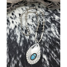 Load image into Gallery viewer, Vintage NATIVE AMERICAN Navajo Sterling &amp; Turquoise Modernist Pendant Necklace
