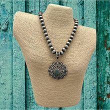 Load image into Gallery viewer, JOHNATHAN NEZ Navajo Sterling Silver &amp; Mine 8 Turquoise Floral Statement Pendant
