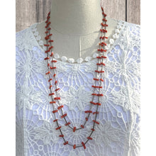 Load image into Gallery viewer, 1970s NATIVE AMERICAN Liquid Silver Coral 2 Necklaces Plus Earrings Jewelry Set
