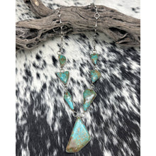 Load image into Gallery viewer, 1990s ADAM FIERRO Sterling &amp; Royston Turquoise Lariat Station Necklace Heart
