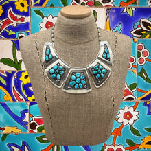Load image into Gallery viewer, FEDERICO JIMENEZ Sterling Silver &amp; Kingman Turquoise Showstopper Bib Necklace
