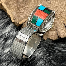 Load image into Gallery viewer, Watch Featuring 1980s Native American NAVAJO Sterling Silver &amp; Multi-Stone Tips
