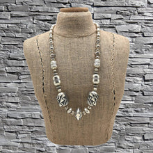 Load image into Gallery viewer, 1990s NAVAJO Sterling Silver Stamped Mixed Beaded Statement Necklace 29.5&quot;
