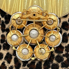 Load image into Gallery viewer, VINTAGE 1960s WEISS Goldtone Clear AB Rivoli Rhinestone Round Cluster Brooch Pin
