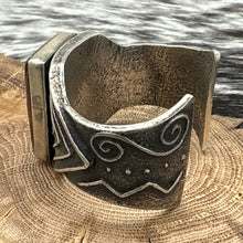 Load image into Gallery viewer, ERNEST RANGEL Navajo Sterling Silver &amp; Royston Turquoise Tufa Cast Cuff Bracelet
