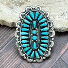 Load image into Gallery viewer, FEDERICO JIMENEZ Sterling Silver &amp; Natural Turquoise Concho Ring Adjustable
