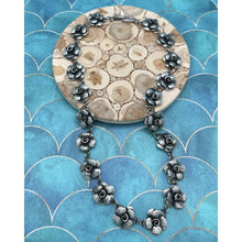 Load image into Gallery viewer, FEDERICO JIMENEZ Sterling Silver 20 Flower Rose Statement Necklace
