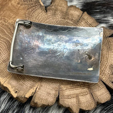 Load image into Gallery viewer, 1960s NAVAJO Sterling Silver Turquoise &amp; Coral Chip Inlay Kokopelli Belt Buckle
