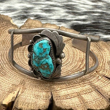 Load image into Gallery viewer, 1970s Native American NAVAJO Sterling Silver &amp; Rustic Turquoise Cuff Bracelet
