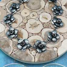 Load image into Gallery viewer, FEDERICO JIMENEZ Sterling Silver 20 Flower Rose Statement Necklace
