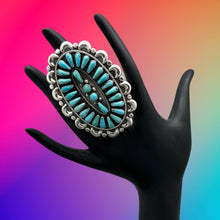 Load image into Gallery viewer, FEDERICO JIMENEZ Sterling Silver &amp; Natural Turquoise Concho Ring Adjustable
